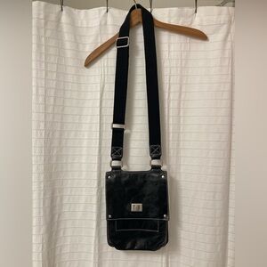 BOBO Leather Black Crossbody Bag with Silver Accents